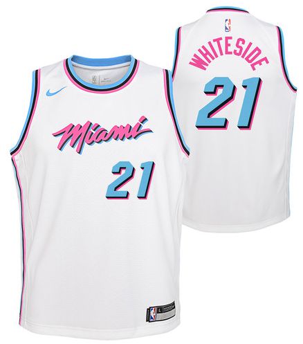 Men Miami Heat #21 Whiteside White City Edition Nike NBA Jerseys->san antonio spurs->NBA Jersey